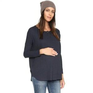 HATCH Blue Waffle Henley Long Sleeve Maternity Top